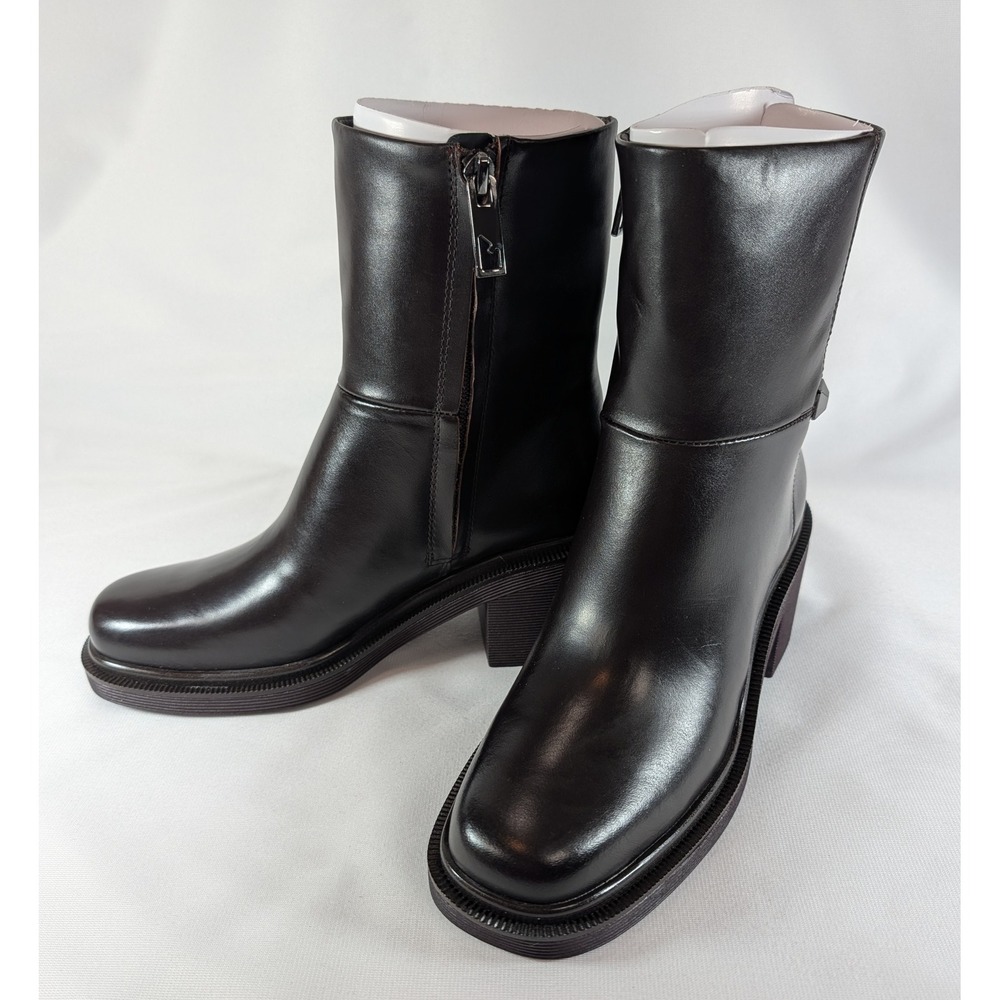 Franco Sarto Dark Brown Leather Square Toe Heel Ankle Boots Womens size 5 L-KYRA